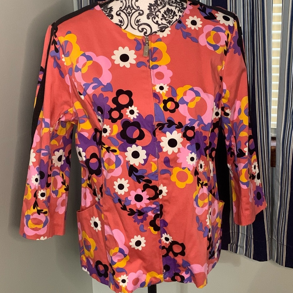 Vintage Bob Mackie Wearable Art Floral Zip Front Jacket